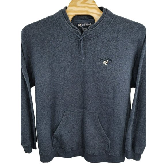VINTAGE Big Dogs Fleece Sweatshirt Men XL Blue Heavy Knit Embroidered Logo - Picture 3 of 9